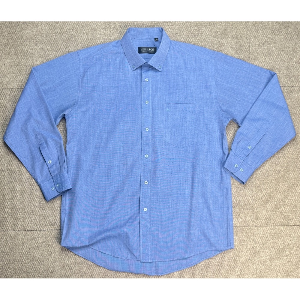 Versace Jeans Couture Vtg Mens Wrist Embroidered Long Sleeve Shirt Size 16 32/33